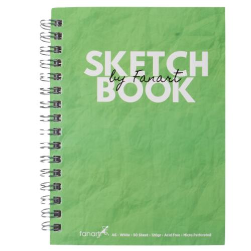 Fanart Academy Sketch Book 120 Gr Spiralli 50 Yp A6 Yeşil 8673 - - Fan