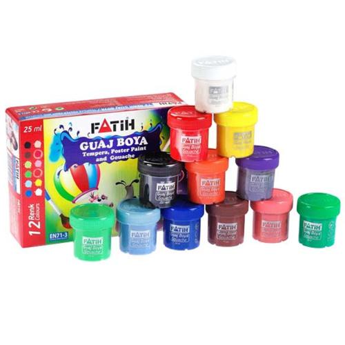 Fatih Guaj Boya Karton Kutu Şişe 25 Ml 12 Renk 50420 - - Fatih - Fiyat