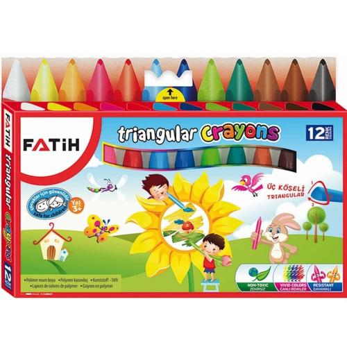 Fatih Mum Pastel Boya Triangular Üçgen Crayons 12 Renk 50290 - - Fatih