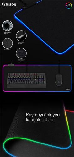 Frisby Fmp-7055Rgb Kumaş Oyun Mouse Pad (Rgb)(800 X 300 X 4 Mm)12 Aydı