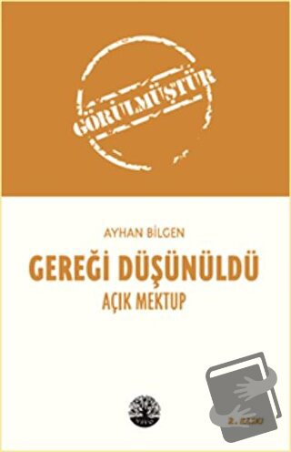 Gereği Düşünüldü - Ayhan Bilgen - Vivo Yayınevi - Fiyatı - Yorumları -