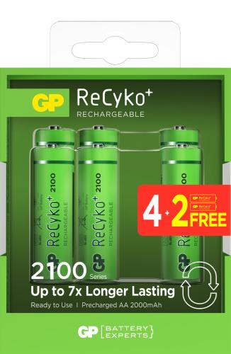 Gp Aa 2000 Mah Pro Şarjlı Kalem Pil 4+2Li Paket Paket Gp210Aahcbr21-2G