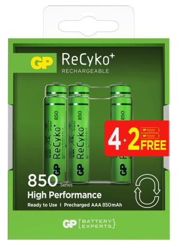 Gp Aaa 850 Mah Şarjlı İnce Kalem Pil 4+2'Li Paket Recyko Gphch83Bok - 