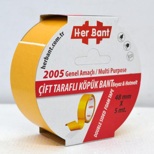 Her Bant Çift Taraflı Köpük Bant Askılı 48X5 Mt 2005 - - Herbant - Fiy