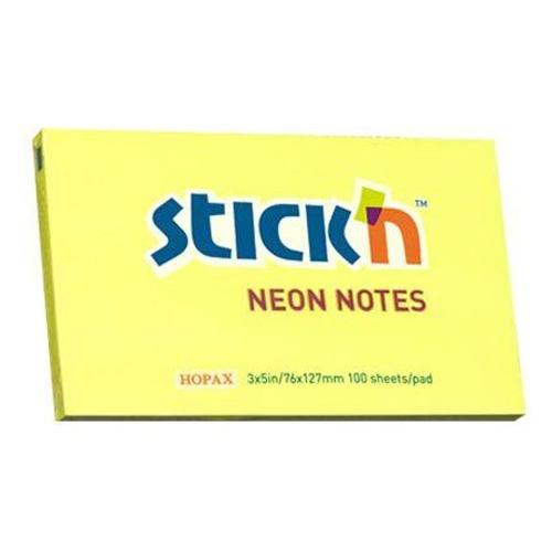 Hopax Stıckn Yapışkanlı Not Kağıdı Neon Sarı 76X127 Mm 100 Yp He21135 