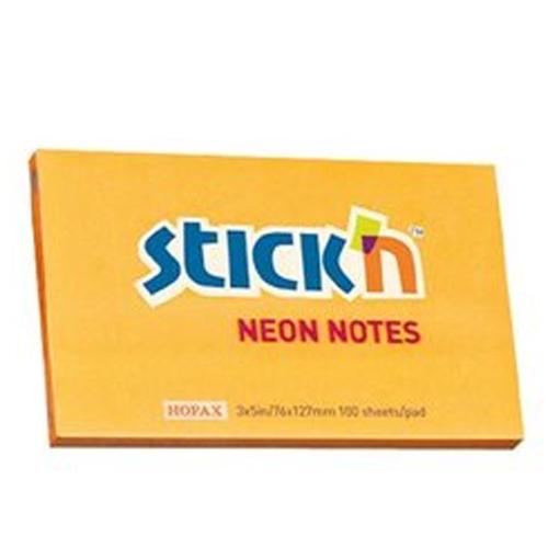 Hopax Stıckn Yapışkanlı Not Kağıdı Neon Turuncu 76X127 Mm 100 Yp He211