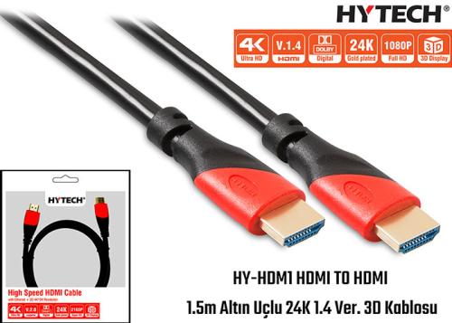 Hytech Hy-Hdm1 Hdmı To Hdmı 1.5M Altın Uçlu 24K 1.4 Ver. 3D Kablosu - 