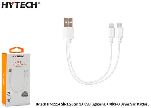 Hytech Hy-X114 2İn1 20Cm 3A Usb Lightning + Micro - - Hytech - Fiyatı 