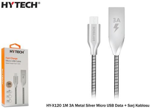 Hytech Hy-X120 1M 3A Metal Silver Micro Usb Data - - Hytech - Fiyatı -