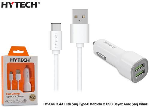 Hytech Hy-X46 3.4A Hızlı Şarj Type-C Kablolu 2 Usb - - Hytech - Fiyatı