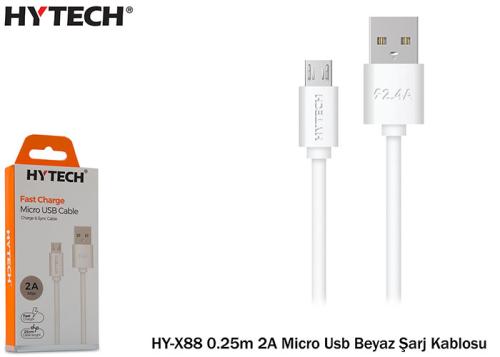 Hytech Hy-X88 0.25M 2A Micro Usb Beyaz Şarj Kablos - - Hytech - Fiyatı