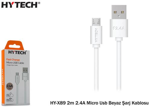 Hytech Hy-X89 2M 2.4A Micro Usb Beyaz Şarj Kablosu - - Hytech - Fiyatı