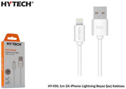 Hytech Hy-X91 1M 2A İphone Lightning Beyaz Şarj Kablosu - - Hytech - F