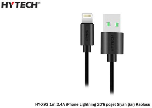 Hytech Hy-X93 1M 2.A İphone Lightning Şarj Kablosu Siyah - - Hytech - 