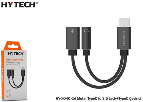 Hytech Hy-Xo40 Gri Metal Typec To 3.5 Jack+Typec Çevirici - - Hytech -