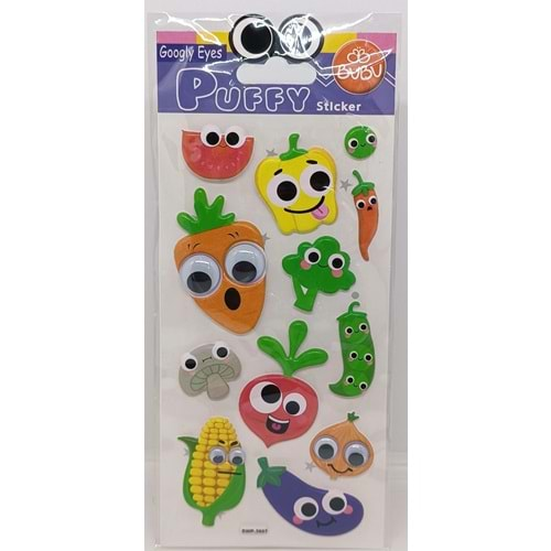 Bu-Bu Googly Eyes Puffy Stıcker Sebzeler 9X21 Bubu-Swp-2603 - - Bu-Bu 