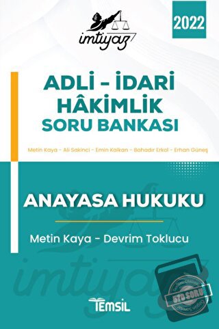 İmtiyaz - 2022 Adli İdari Hakimlik Soru Bankası - Erhan Güneş - Temsil