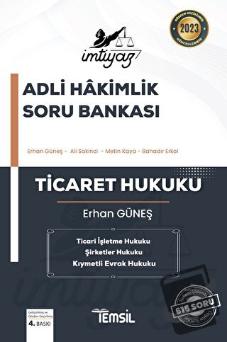 İmtiyaz Adli Hakimlik Soru Bankası Ticaret Hukuku - Erhan Güneş - Tems