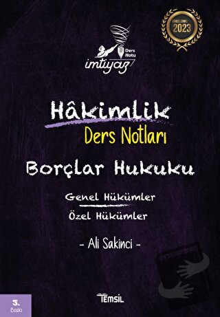 İmtiyaz Borçlar Hukuku Genel Hükümler- Özel Hükümler Hakimlik Ders Not