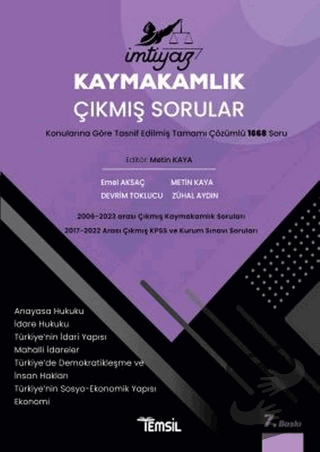 İmtiyaz Kaymakamlık Çıkmış Sorular - Metin Kaya - Temsil Kitap - Fiyat