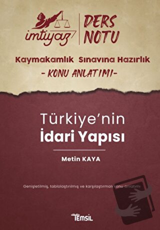 İmtiyaz Kaymakamlık Ders Notları Türkiye'nin İdari Yapısı - Metin Kaya