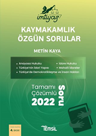 İmtiyaz Kaymakamlık Özgün Sorular - Metin Kaya - Temsil Kitap - Fiyatı