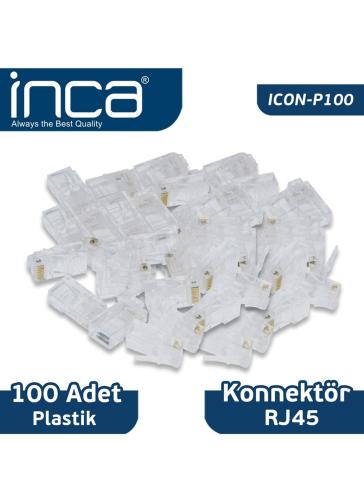 Inca Icon-P100 Cat6 Rj-45 Plastik 100Lü Konnektör - - Inca - Fiyatı - 