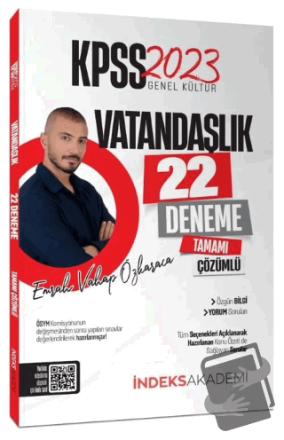 İndeks Akademi 2023 KPSS Vatandaşlık 22 Deneme Çözümlü - Emrah Vahap Ö