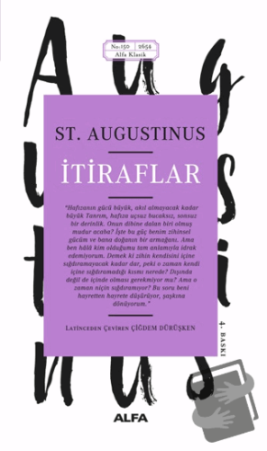 İtiraflar - St. Augustinus - Alfa Yayınları - Fiyatı - Yorumları - Sat