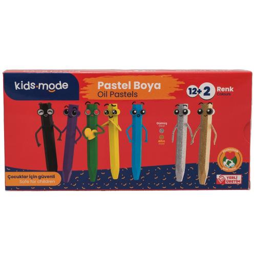 Kidsmode Yağlı Pastel Boya Altıgen 12+2 Renk - - Kıdsmode - Fiyatı - Y