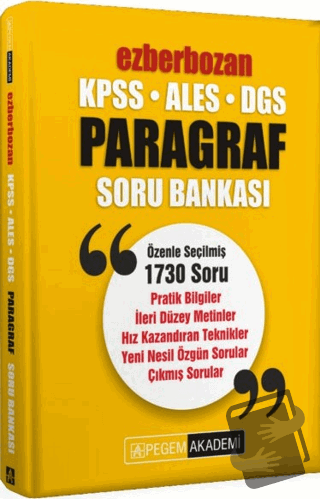 KPSS ALES DGS Ezberbozan Paragraf Soru Bankası - Kolektif - Pegem Akad