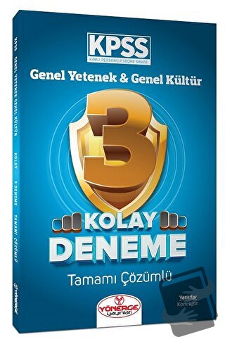 KPSS Genel Yetenek Genel Kültür Kolay 3 Deneme Çözümlü, Kolektif, Yöne