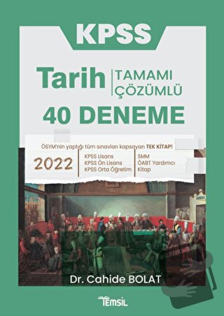 Kpss Tarih 40 Deneme Tamamı Çözümlü - Cahide Bolat - Temsil Kitap - Fi