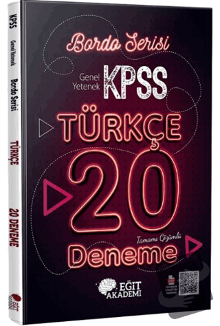 KPSS Türkçe Tamamı Çözümlü 20 Bordo Deneme Sınavı - Kolektif - Eğit Ak