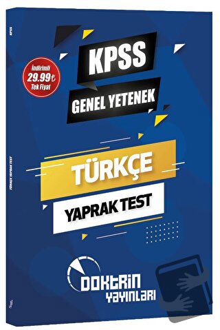 KPSS Türkçe Yaprak Test, Kolektif, Doktrin Yayınları - KPSS Kitapları 