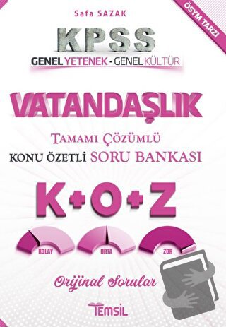 KPSS Vatandaşlık Tamamı Çözümlü Konu Özetli Soru Bankası - Safa Sazak 