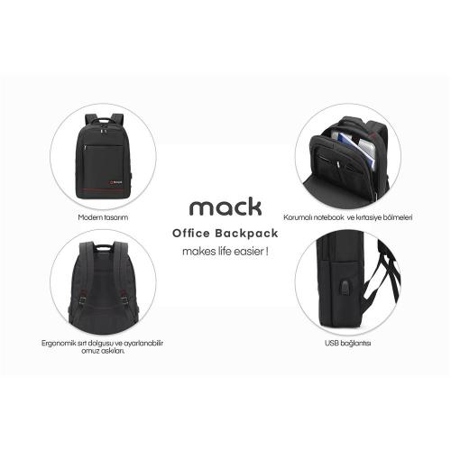 Mack Mcc-006 15.6" Office Usb Girişli Notebook Sırt Çantası - - Mack -