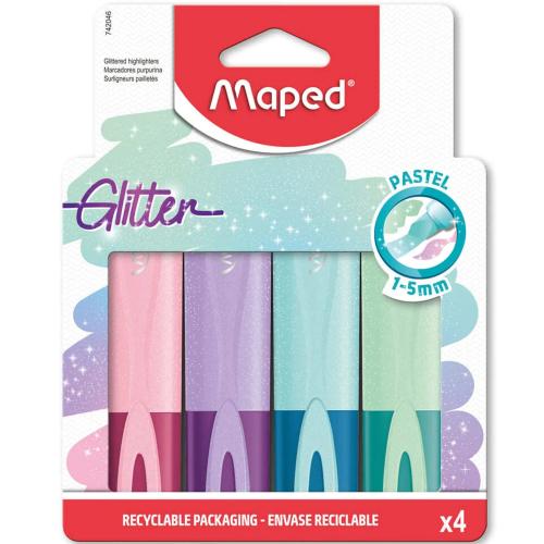 Maped Fosforlu Kalem Glıtter Pastel 4 Lü 742046 - - Maped - Fiyatı - Y