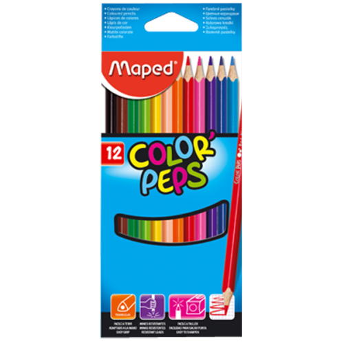 Maped Kuru Boya Karton Kutu Tam Boy Üçgen 12 Renk 183212 - - Maped - F