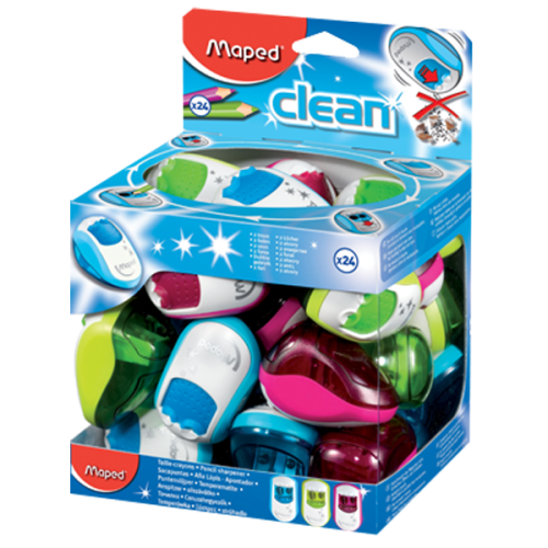 Maped Öğrenci Kalemtıraşı Clean Plastik Çiftli Hazneli 24 Lü 030211 - 