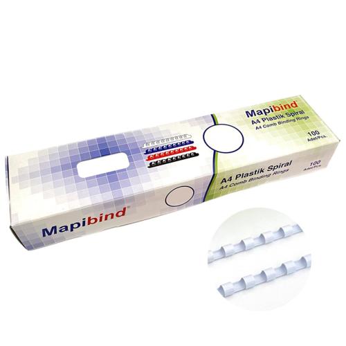 Mapibind Spiral Plastik 5-15 Syf 100 Lü 6 Mm Beyaz 201 06 00 - 100'lü 