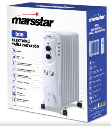 Marsstar B-08 11 Dilim Yağlı Radyatör 3 Kademe Isı Ayarı 2500W - - Mar