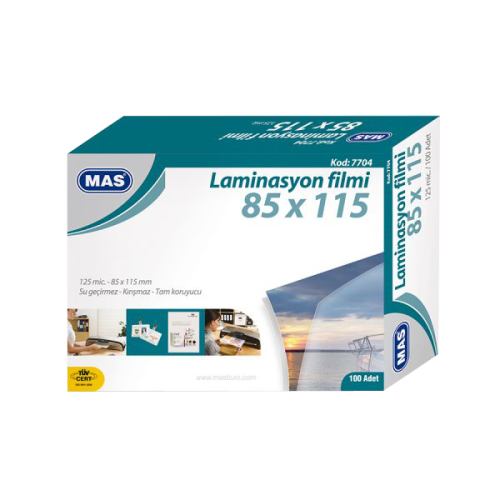 Mas Laminasyon Filmi Parlak 85X115 125 Mıc 7704 - 100'lü Paket - - Mas