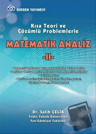 Matematik Analiz 2 - Salih Çelik - Birsen Yayınevi - Fiyatı - Yorumlar