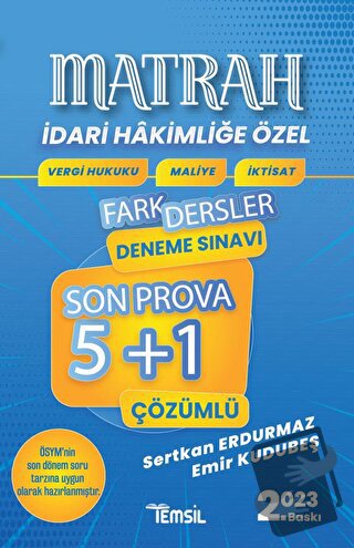 Matrah Vergi Hukuku - Maliye - İktisat 5+1 Fark Dersler Çözümlü Deneme