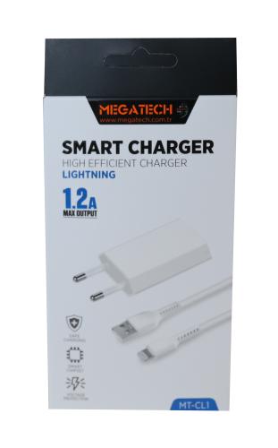 Megatech Mt-Cl1 1.2In Usb Ev Şarj Kafa+Iphone Kablo - - Megatech - Fiy