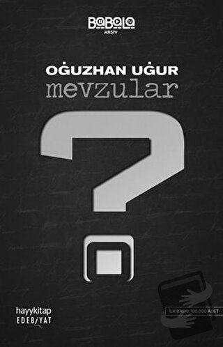 Mevzular - Oğuzhan Uğur - Hayykitap - Fiyatı - Yorumları - Satın Al