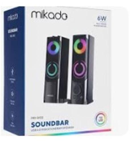 Mikado Md-S102 2.0 3Wx2Ch Rgb Ledli Siyah Usb Soundbar Speaker Hoparlö