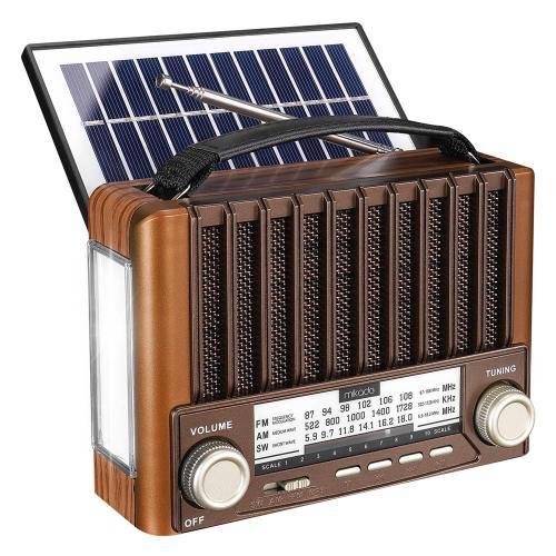 Mikado Mdr-310 Ahşap Usb- Tf Destekli Fm-Am-Sw+Bt+Solar 3 Band Klasik 