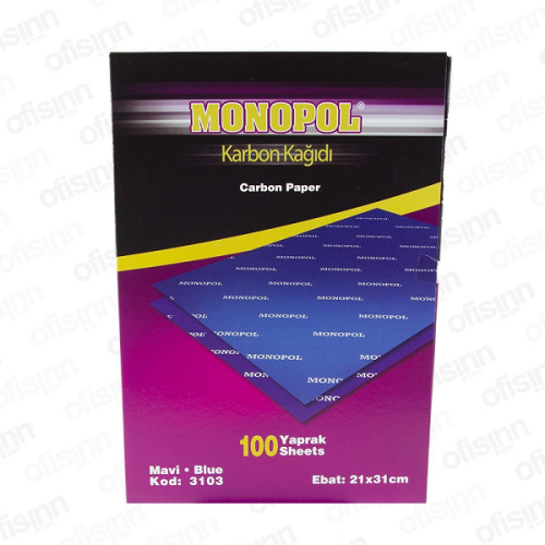 Monopol Karbon Kağıdı 100 Lü A4 Mavi 3103 - 100'lü Paket - - Monopol -